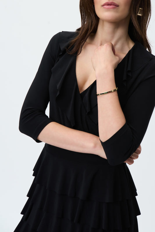 Ruffle Tiered Black Dress