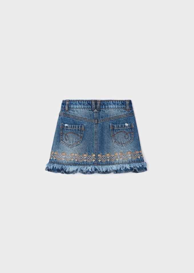 2pc Floral Tee with Denim Skirt