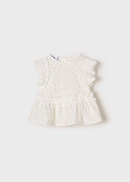 White Perforated Blouse