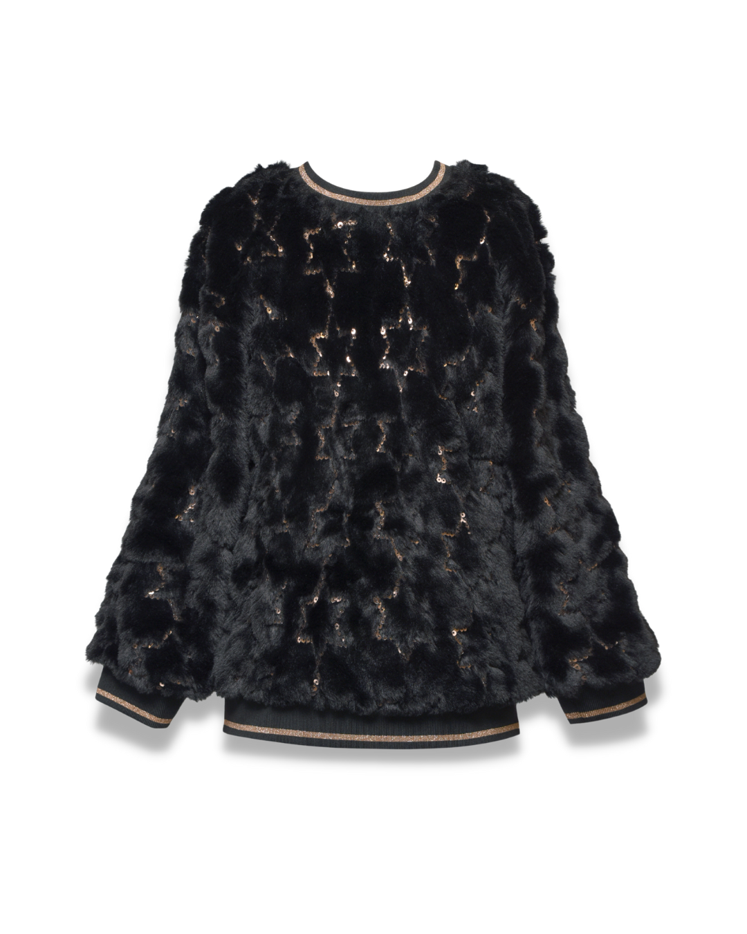 Faux Fur Sweater with Sequin Stars
