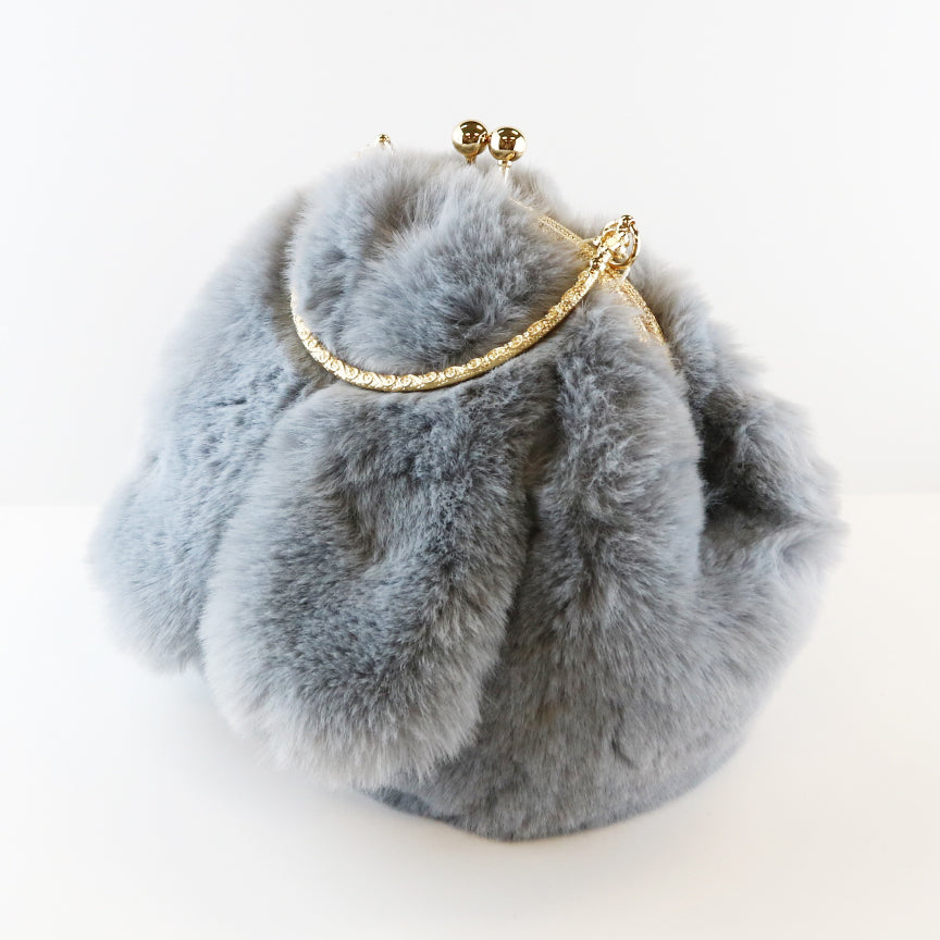 Doe a Dear Grey Furry Rabbit Ear Plush Purse - Bunny Handbag & Cute Boutique Accessory
