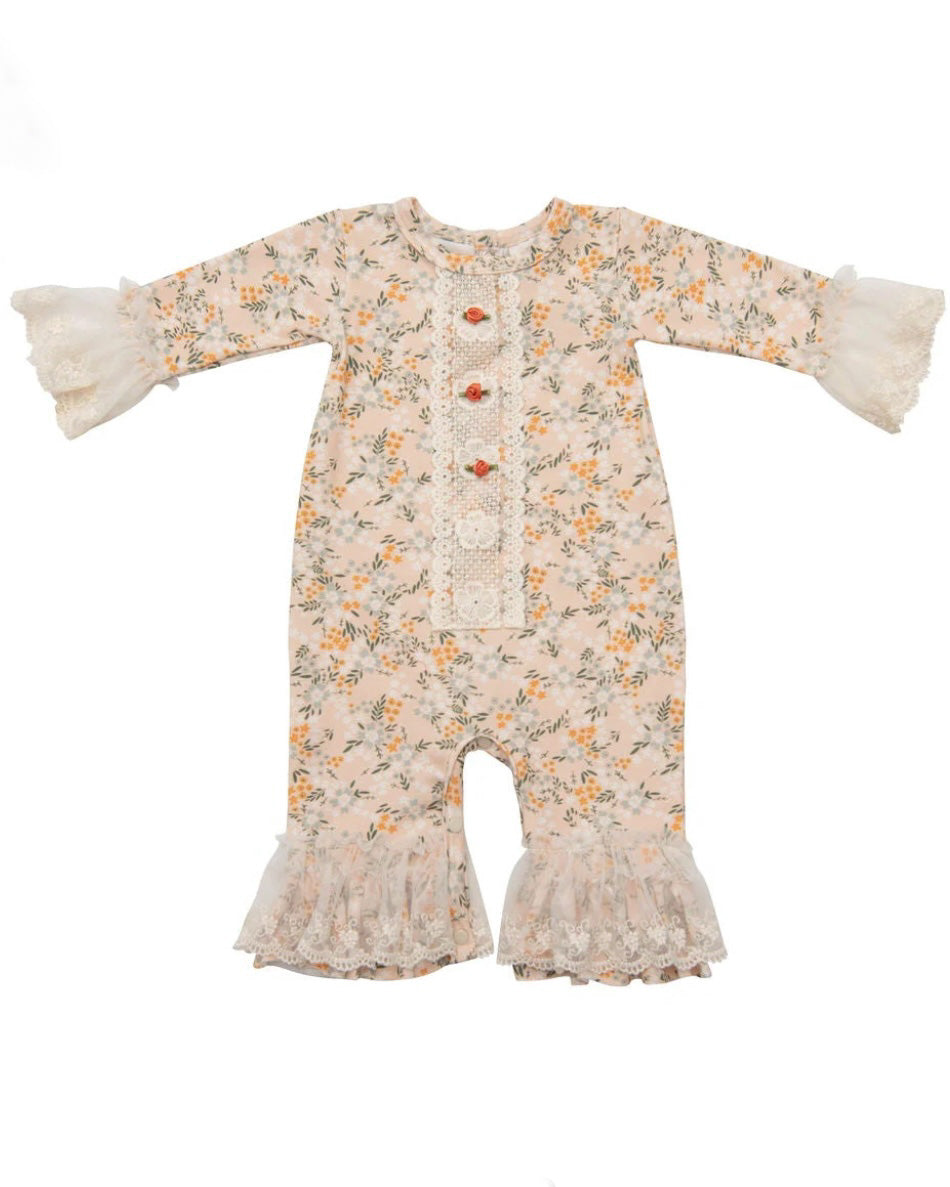 Ava Peach Garden Romper