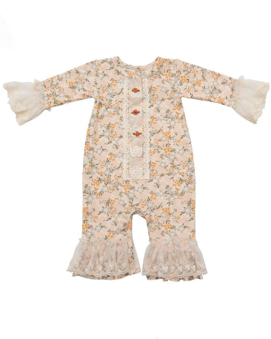 Ava Peach Garden Romper