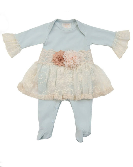 Flower and Lace One Piece Skirt w Footie