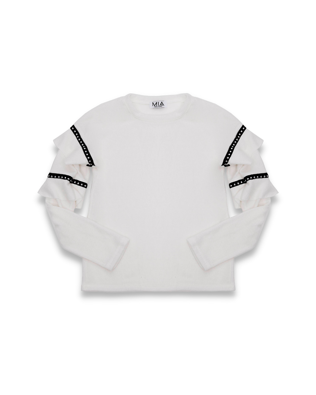 White Sweater with Black Trim