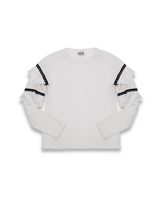 White Sweater with Black Trim