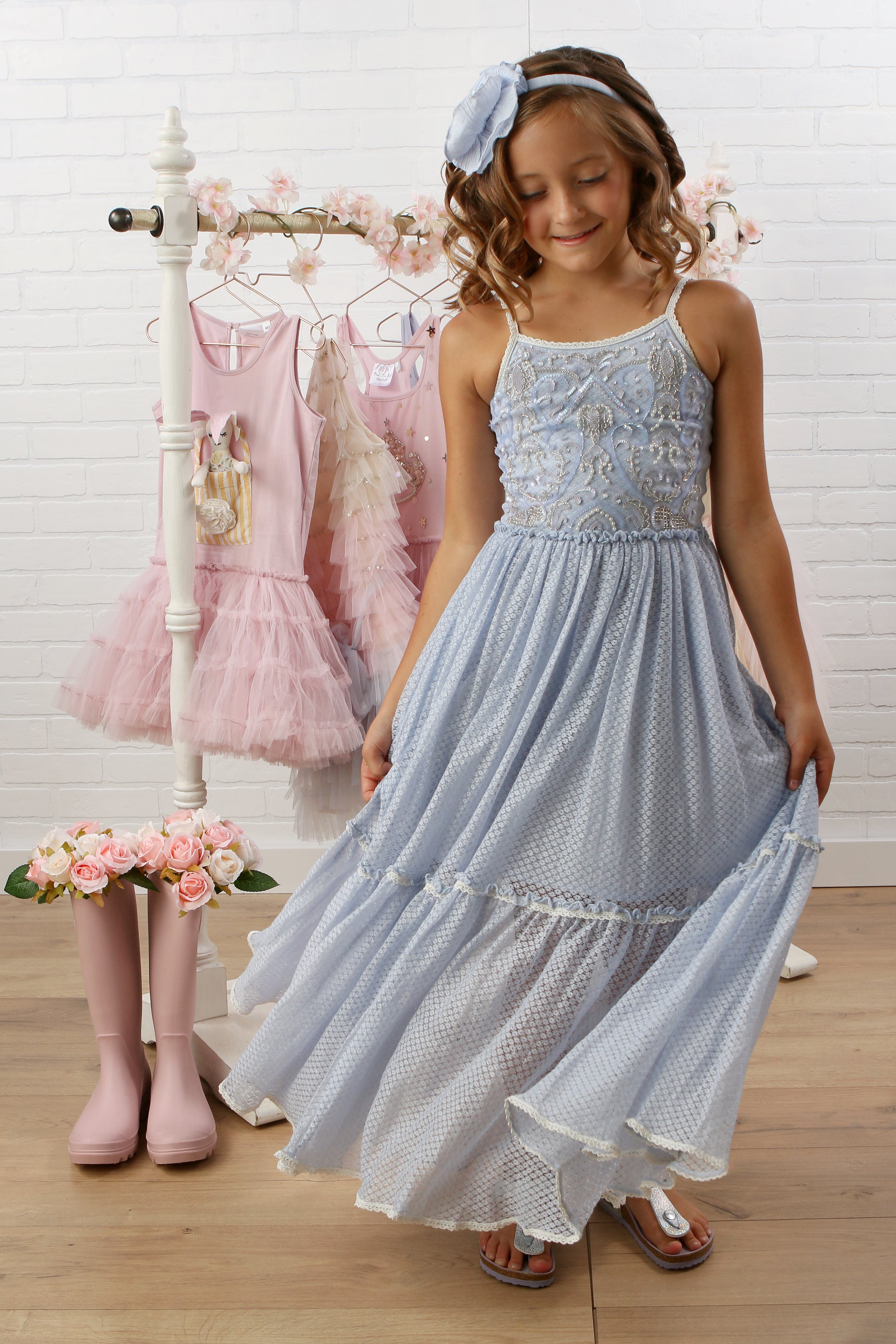 Blue Glitter and Gem Detail Dress