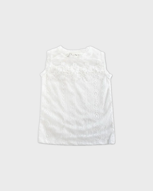 White Lace and Pearl Tank