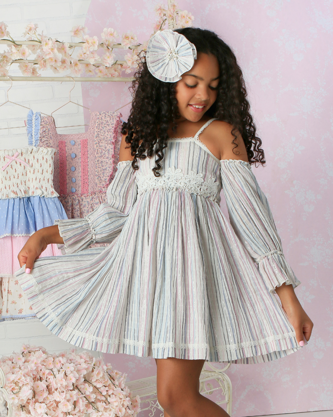 Tilly Sky Blue & Lilac Stripe Dress