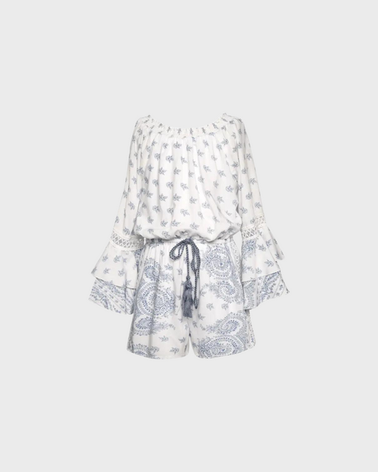 Paisley Ruffled Sleeve Romper