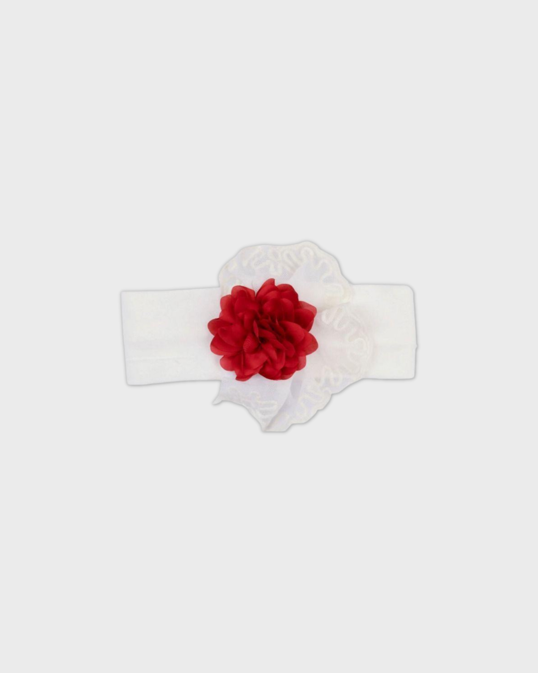 White Crochet & Red Flower HB