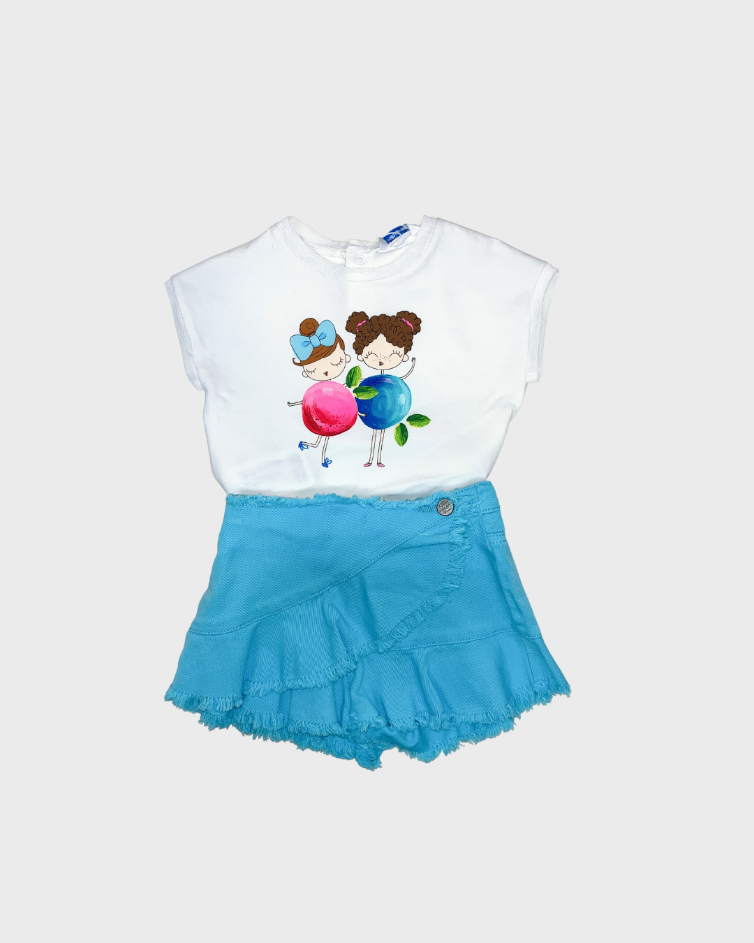 Berry Girls Tee w Turquoise Shorts