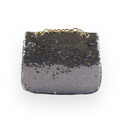 Pewter/Silver Floral Applique Sequin Purse