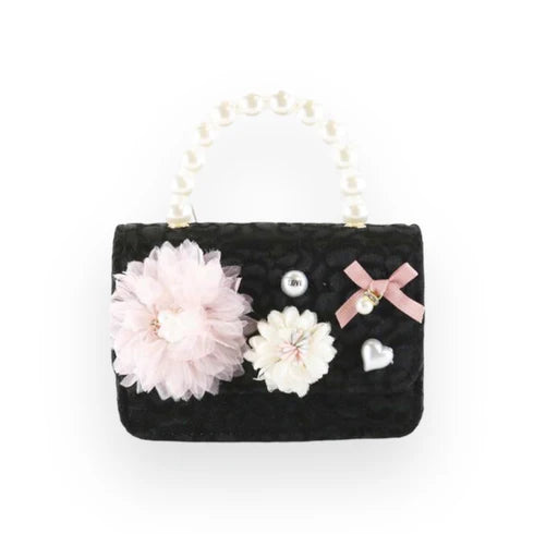 Floral Appliques Tweed Purse