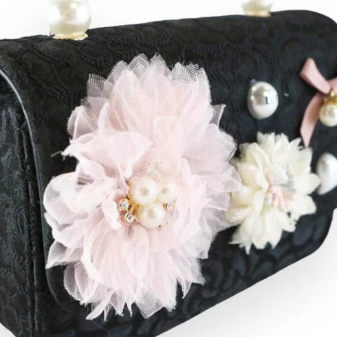 Floral Appliques Tweed Purse