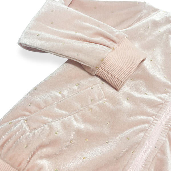 2pc Blush Sparkle Velvet Jkt & Pant Set