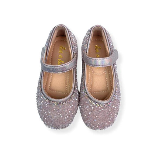 Pink Clear Stone Flat Shoes