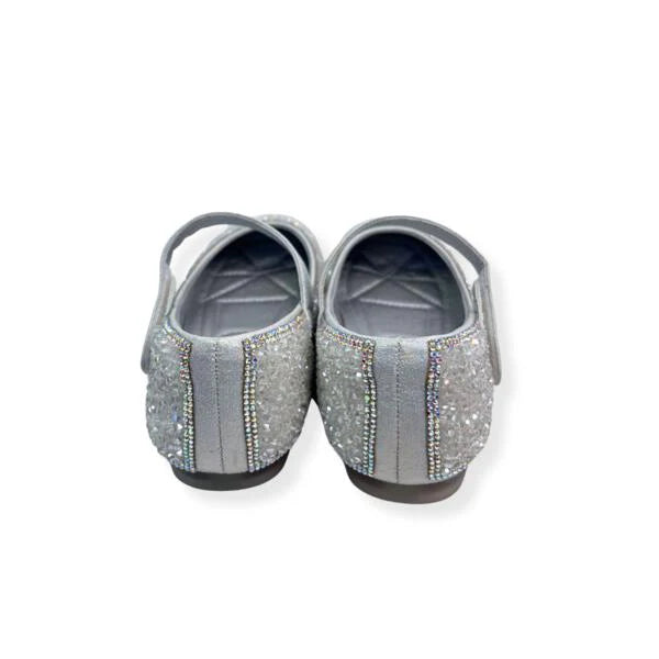 Silver Clear Stone Flat Shoes