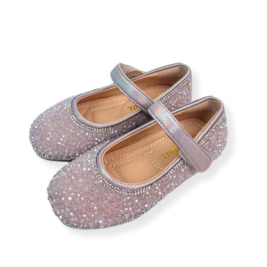 Pink Clear Stone Flat Shoes