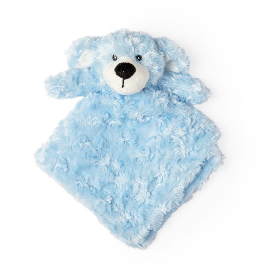 Blue Curly Plush Bear Blankie