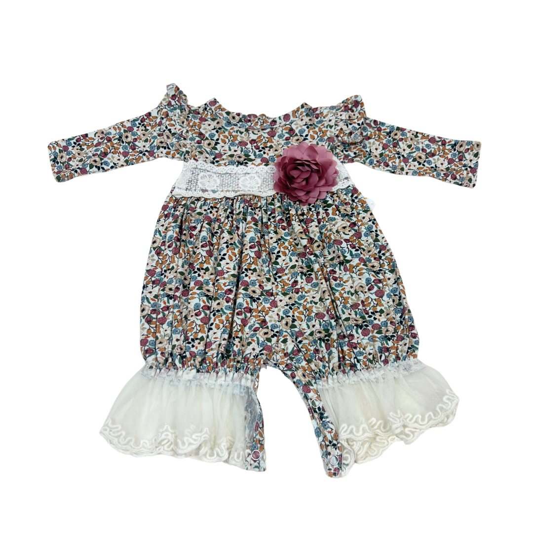 Harvest Dream Multi Color Bubble Dress with Flower Pin