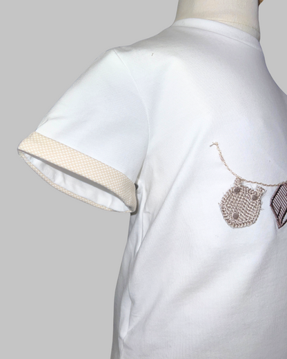 2pc White Tee Clothesline w Printed Shorts A