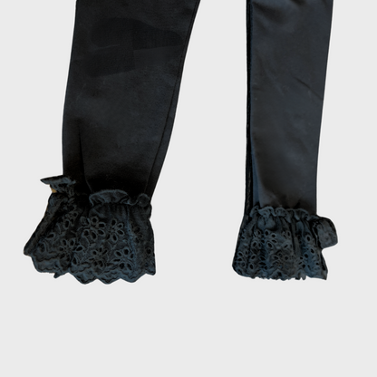 Black Leggings w Lace Hem