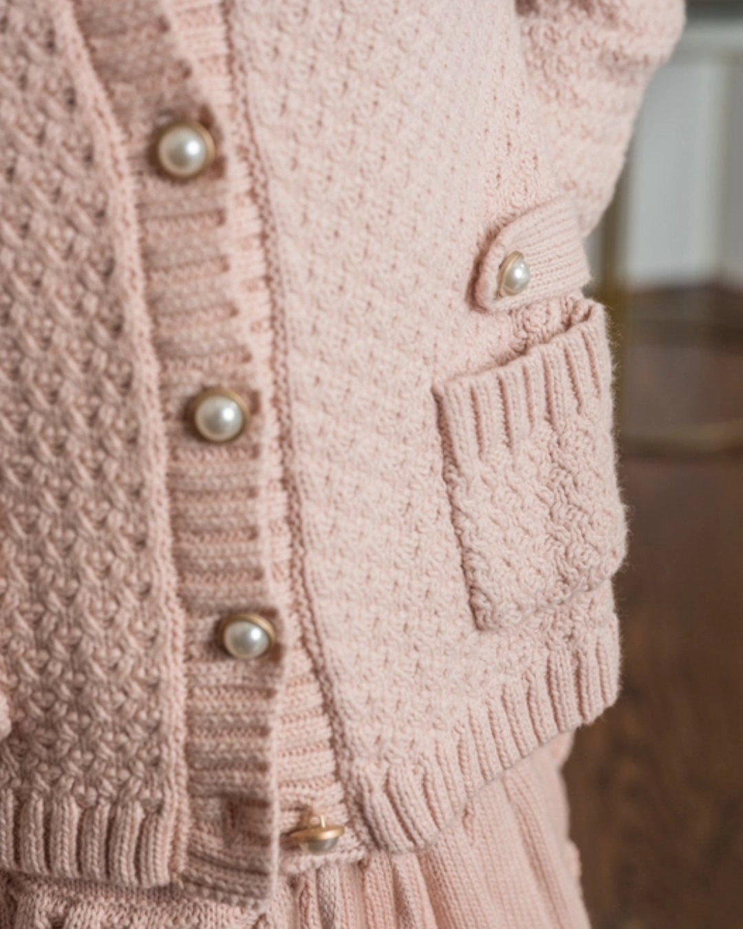 pink knit skirt set, girls knit cardigan outfit, boutique toddler skirt set, pearl button cardigan for girls, girls blush pink outfit, knit skirt and sweater set, toddler girl special occasion outfit, boutique girls knitwear, pink lace trim skirt, stylish girls knit outfit, girls fall knit set, toddler boutique clothing