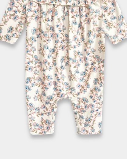 Sadie romper, floral baby romper, boutique infant romper, ruffle baby girl romper, soft cotton baby romper, baby girl fall outfit, infant romper outfit, boutique kids clothing, newborn girl romper, toddler girl romper, baby girl outfit ideas, boutique romper for babies, back to school, school outfits, pre-k clothing