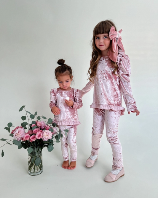 2pc Pink Velour Pant Set