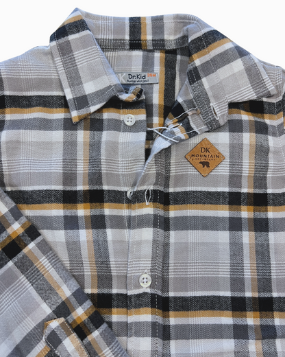 2pc Grey/Beige/Black Plaid w Dark Grey Pant