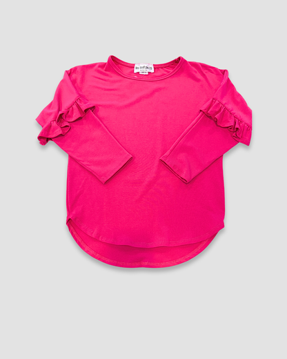 girls ruffle sleeve tunic top, boutique long sleeve shirt, Expressions Boutique NY kids fashion, ruffle top for girls, toddler girl tunic top