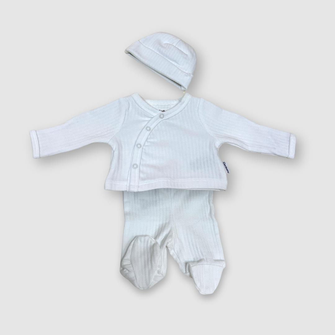 3pc White Preemie Set