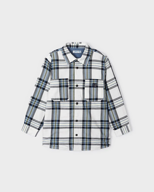 Off White w Navy Plaid Shacket
