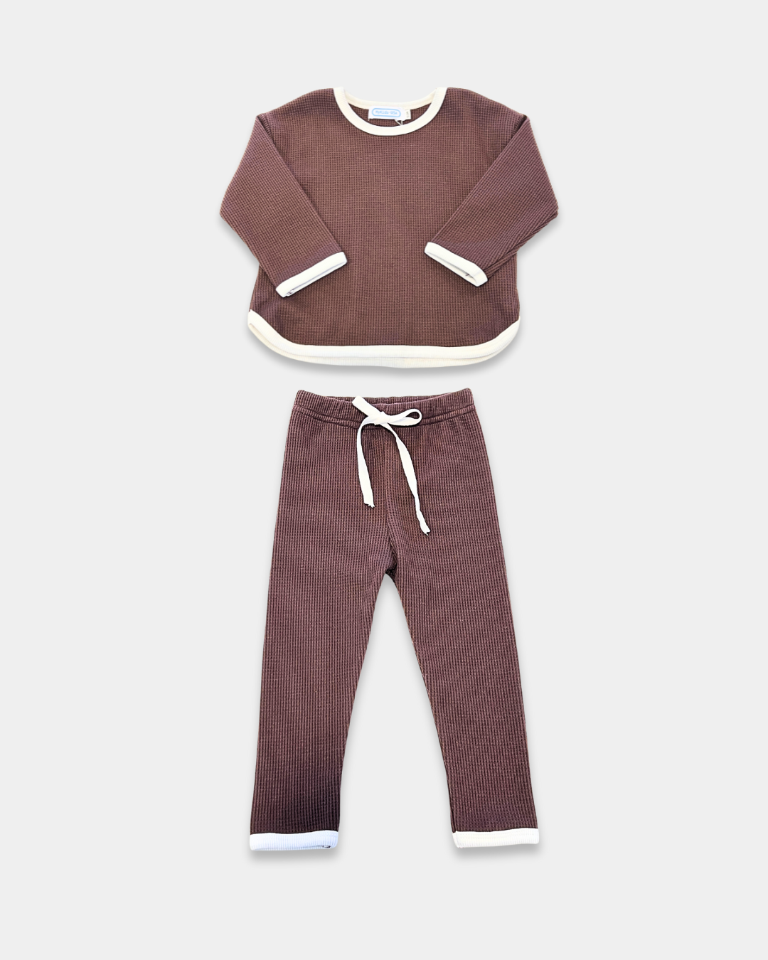 2pc Coffee Waffle Knit Set