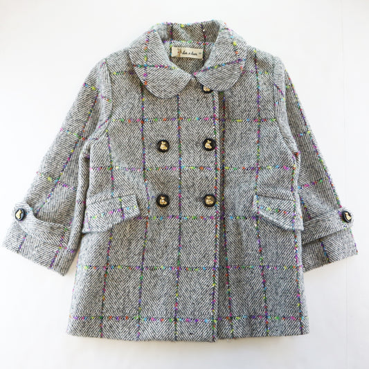 Grey Herringbone Wooly Coat