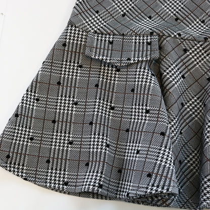 Black & White Velvet Heart Plaid Dress