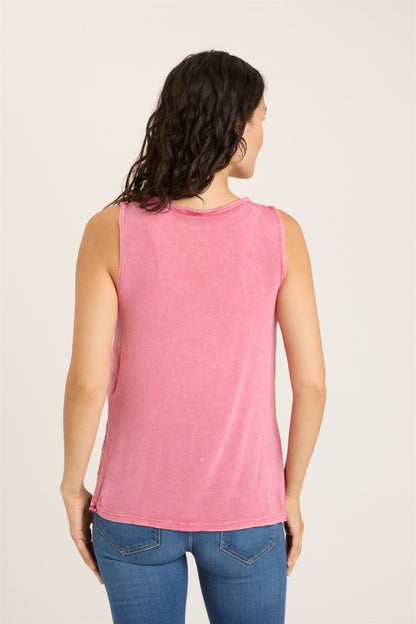Washed Soft Rose Pink Twill Tank