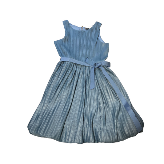 Pleated Blue Dress w Bow