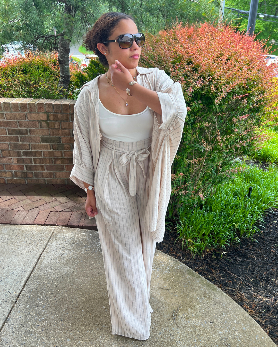 Oatmeal Melange Hi Waisted Pants