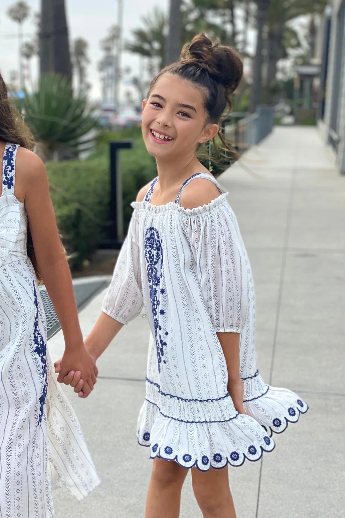 White and Blue Boho Dress