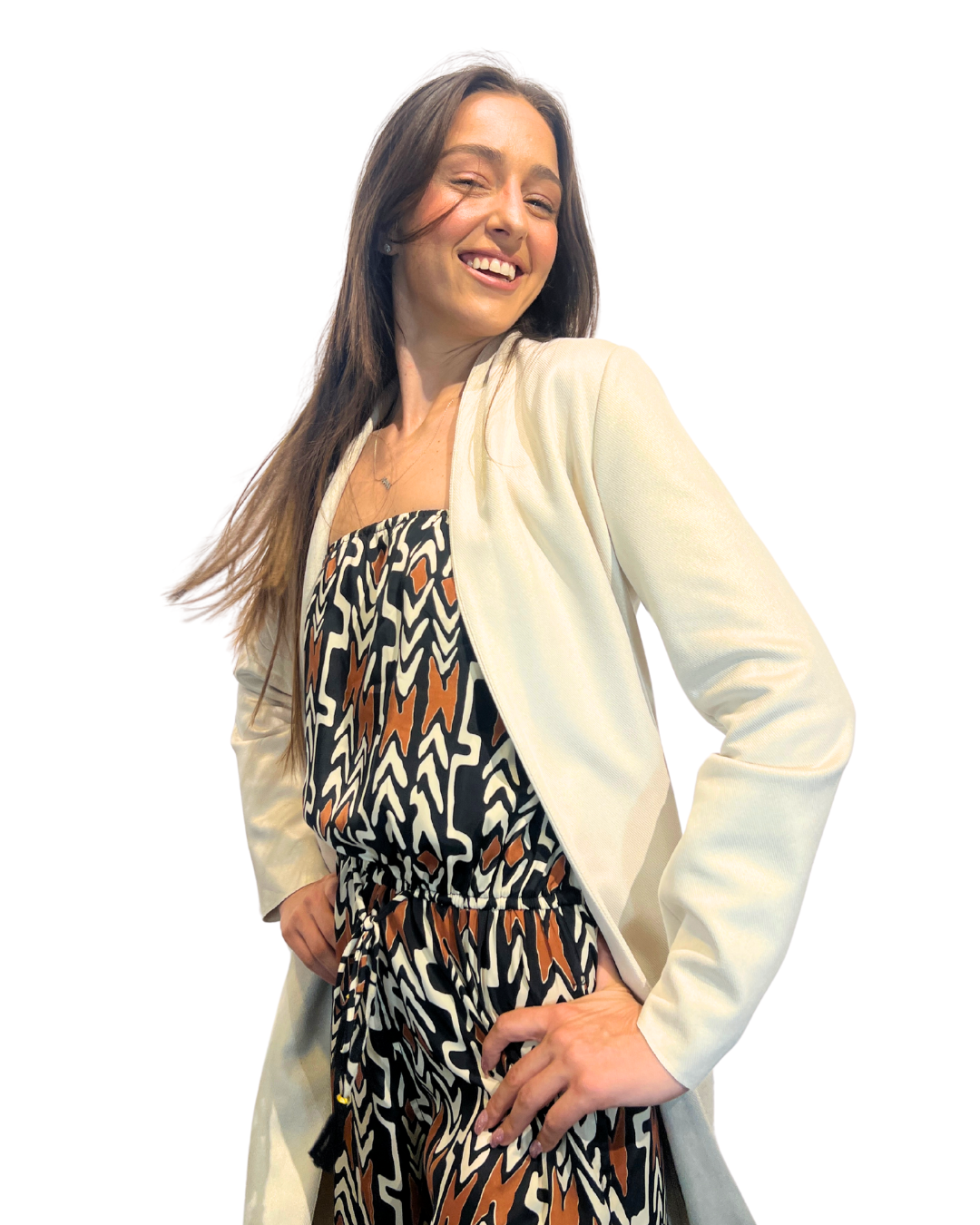 Brown & Black Strapless Romper
