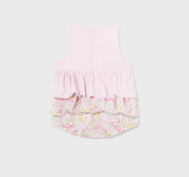 Pink Romper w Bottom Flower Design