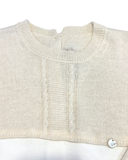 boutique baby cashmere footie Expressions Boutique NY, beige ivory cashmere cotton baby outfit, luxury unisex newborn footed onesie, soft knit baby gift set breathable cotton blend, heirloom baby footie premium knit