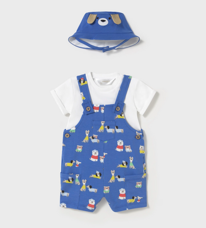 3pc Royal Blue Overall w Tee & Hat