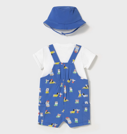 3pc Royal Blue Overall w Tee & Hat