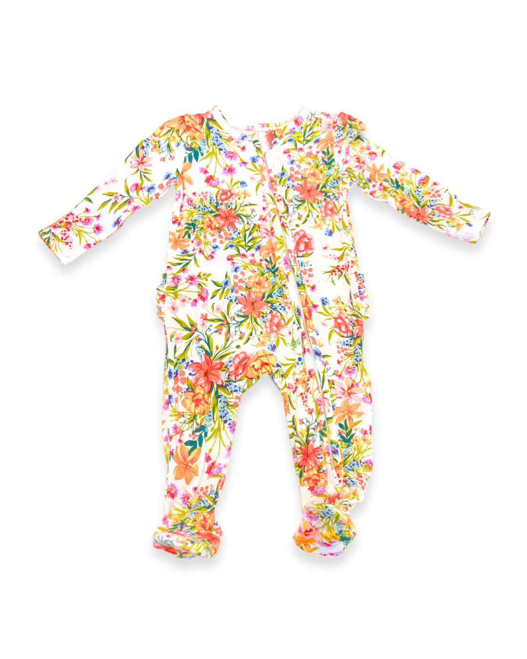 Garden Joy Ruffle Zipper Footie