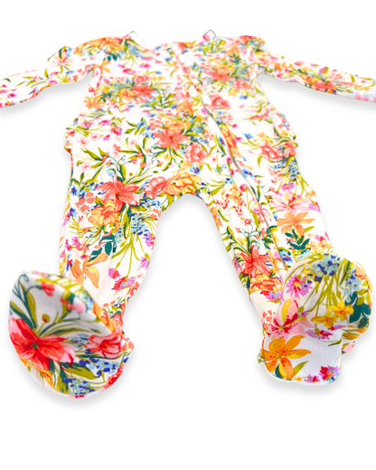 Garden Joy Ruffle Zipper Footie