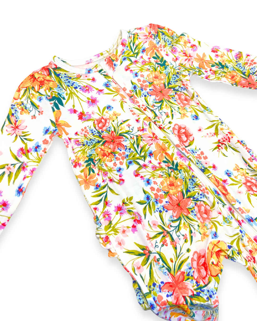 Garden Joy Ruffle Zipper Footie