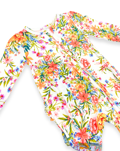 Garden Joy Ruffle Zipper Footie